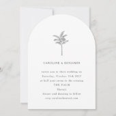 ミニマリストアーチパームツリーラインアートエレガントな結婚式 招待状 (正面)
