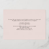 ミニマリストアーチフォト卒業パーティーバラ金ゴールド 箔招待状 (裏面)