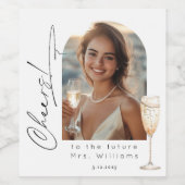 ミニマリストアーチフォト応援ブライダルシャワー ワインラベル (シングルラベル)