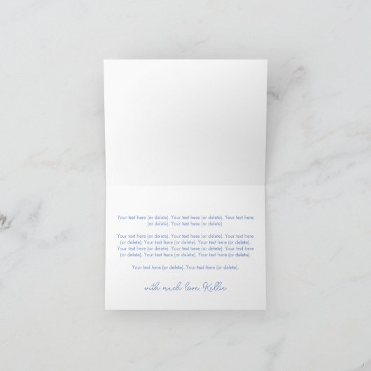 ミニマリストアーチブルーホワイトストライプテーマ サンキューカード (内部)