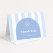ミニマリストアーチブルーホワイトストライプテーマ サンキューカード