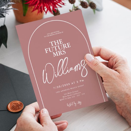 ミニマリストアーチマルサラシンプルブライダルシャワー 招待状