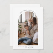 ミニマリストアーチメリークリスマスグリーティングカード サンキューカード (正面/裏面)