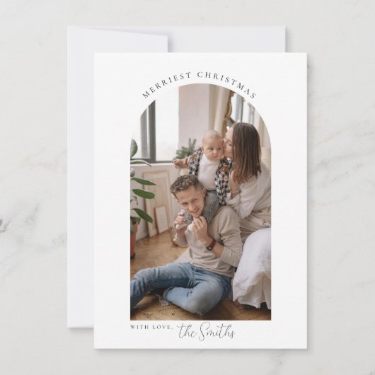 ミニマリストアーチメリークリスマスグリーティングカード サンキューカード (正面)