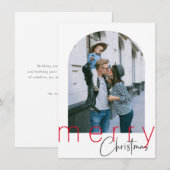 ミニマリストアーチメリークリスマスグリーティングカード サンキューカード (正面/裏面)