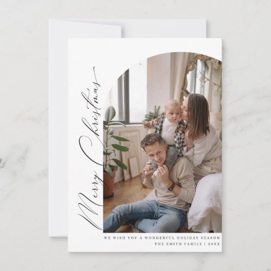 ミニマリストアーチメリークリスマスグリーティングカード サンキューカード (正面)