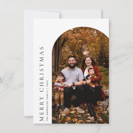 ミニマリストアーチメリークリスマスグリーティングカード サンキューカード (正面)