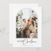 ミニマリストアーチメリークリスマスグリーティングカード サンキューカード (正面/裏面)