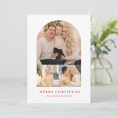 ミニマリストアーチレッド3フォトホリデーカード シーズンカード (スタンド正面)