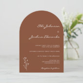 ミニマリストアーチ型テラコッタボヘミアン結婚ズ 招待状 (スタンド正面)