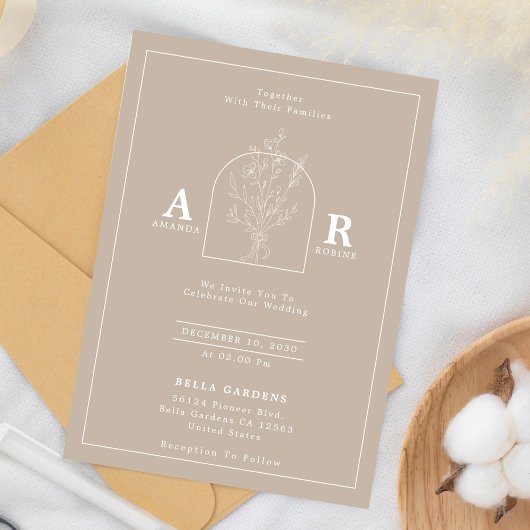 ミニマリストアーチ結婚式招待状 招待状