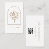 ミニマリストアーチ&ラインアートフラワーズブラウンフローリスト 名刺 (正面/裏面)