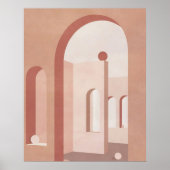 ミニマリストアート抽象芸術テラコッタアーチジオメトリック ポスター (正面)