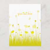 ミニマリストイエローとホワイトのポピー草原スクリプト ポストカード (正面)