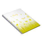 ミニマリストイエローとホワイトポピー牧草地名 ノートブック (右側)