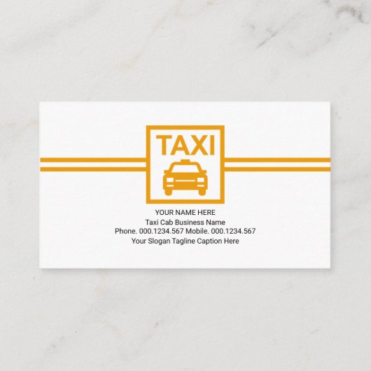 ミニマリストイエロータクシー看板タクシー運転手 名刺 (裏面)