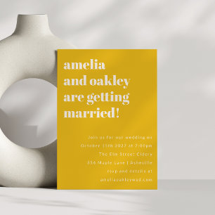ミニマリストイエロー レトロ シンプル ウェディングウェブサイト 招待状