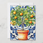 ミニマリストイタリアン リトルキューティー シトラス ベイビーシャワー 招待状 (裏面)