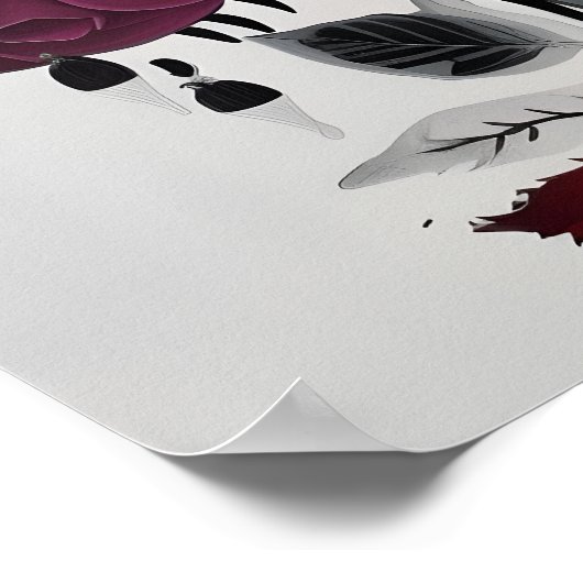 ミニマリストインクバラ抽象芸術フローラデザイン ポスター (角)