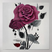 ミニマリストインクバラ抽象芸術フローラデザイン ポスター (正面)