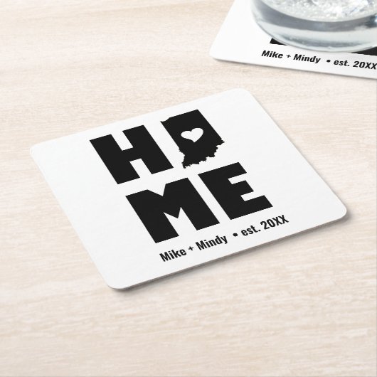 ミニマリストインディアナホパーソナライズされたーム スクエアペーパーコースター (アングル)