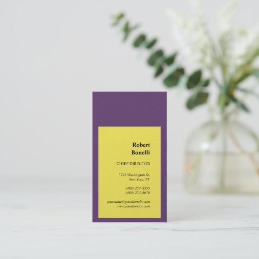 ミニマリストインディゴイエロープレミアムモダンパール 名刺 (スタンド正面)