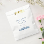 ミニマリストインディゴブルーインクボタニカルブライダルシャワー フェイバーバッグ (封をした状態)