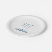 ミニマリストインディゴブルーインクボタニカルブライダルシャワー ペーパープレート (アングル)