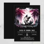 ミニマリストウィムシーウルフ誕生日 招待状 (正面/裏面)