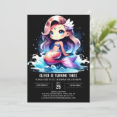 ミニマリストウィムシーマーメイド誕生日 招待状 (スタンド正面)