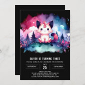 ミニマリストウィムジーキャット誕生日 招待状 (正面/裏面)