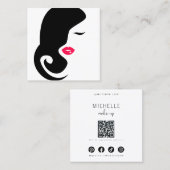 ミニマリストウィメンシルエットブラック美しいサロン スクエア名刺 (正面/裏面)
