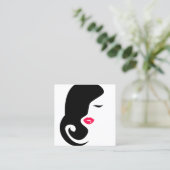 ミニマリストウィメンシルエットブラック美しいサロン スクエア名刺 (スタンド正面)