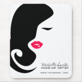 ミニマリストウィメンシルエットブラック美しいサロン マウスパッド (正面)