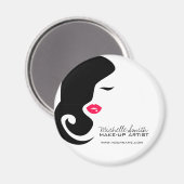 ミニマリストウィメンシルエットブラック美しいサロン マグネット (正面/裏面)