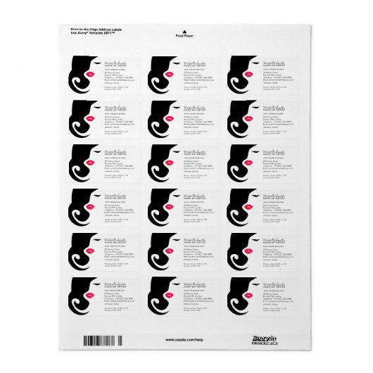 ミニマリストウィメンシルエットブラック美しいサロン ラベル (フルシート)