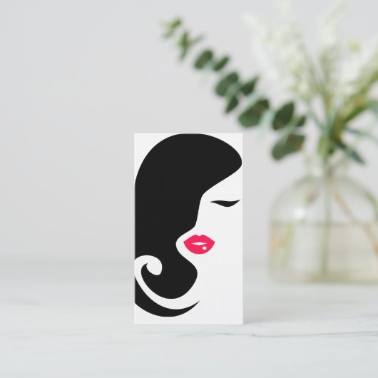 ミニマリストウィメンシルエットブラック美しいサロン 名刺 (スタンド正面)