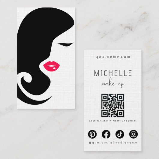ミニマリストウィメンシルエットブラック美しいサロン 名刺 (正面/裏面)