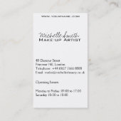 ミニマリストウィメンシルエットブラック美しいサロン 名刺 (裏面)