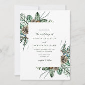 ミニマリストウィンターグリーン結婚式招待状 招待状 (正面)