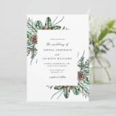 ミニマリストウィンターグリーン結婚式招待状 招待状 (スタンド正面)