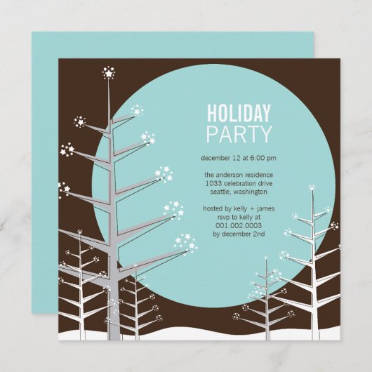 ミニマリストウィンターワンダーランドホリデーパーティー招待状 招待状 (正面/裏面)