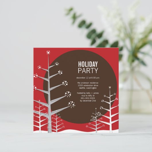 ミニマリストウィンターワンダーランドホリデーパーティー招待状 招待状 (スタンド正面)