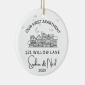 ミニマリストウィーファーストアパートメントブラックアンドホワイト セラミックオーナメント (右)