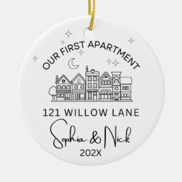 ミニマリストウィーファーストアパートメントブラックアンドホワイト セラミックオーナメント