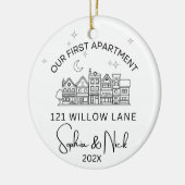 ミニマリストウィーファーストアパートメントブラックアンドホワイト セラミックオーナメント (左)