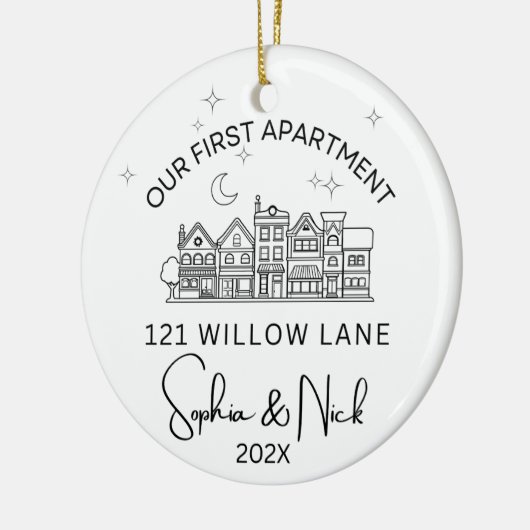 ミニマリストウィーファーストアパートメントブラックアンドホワイト セラミックオーナメント (左)