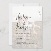 ミニマリストウェディングオールインワン モダン シンプル スクリプト 招待状 (正面)