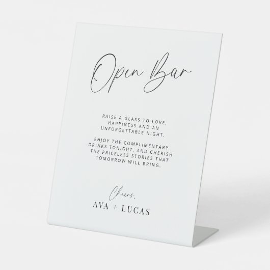 ミニマリストウェディングレセプションモダンオープンバー 台座サイン (正面)