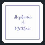 ミニマリストウェディング モダン サンクス パープルブルー スクエアシール<br><div class="desc">モダンでミニマル、そしておしゃれなウェディングデザインが特徴で、パープルブルーの二重フレームの境界線が白い背景に映える、現代的なデザインが施されています。 現代的なデザインはシンプルで洗練されています。 青いスクリプトでお名前を入れて、ウェディングの詳細をパーソナライズしてください。 このページのリンクをクリックして、コレクション内のすべての一致するアイテムを表示してください。  円形デザインも別途リストアップされていますので、ご覧ください。 ご質問やカスタムのリクエストは、invitationsuites@gmail.comまでお気軽にお問い合わせください。</div>